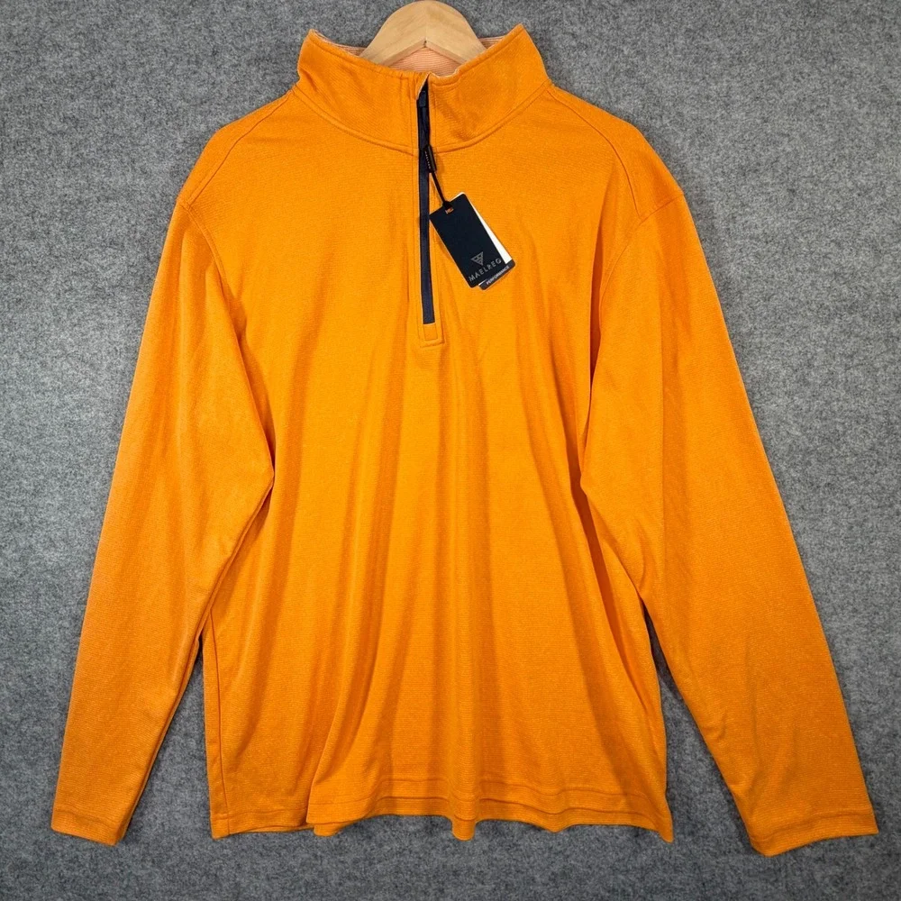 Maelreg Golf Performance Pullover 1/4 Zip Orange Melange Mens XL Wicking Stretch
